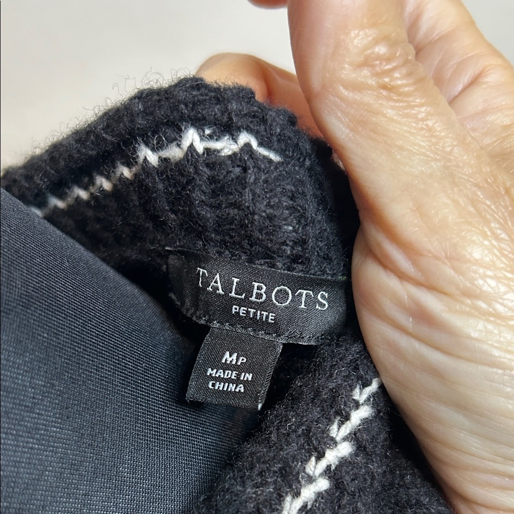 Talbots Black Cable Knit Cardigan with Gold Buttons - Picture 11 of 13
